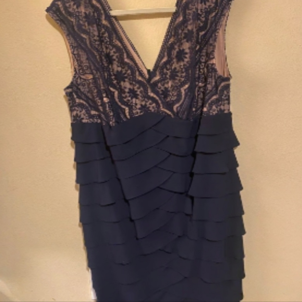 Adrianna pappell short blue layered gown 18w